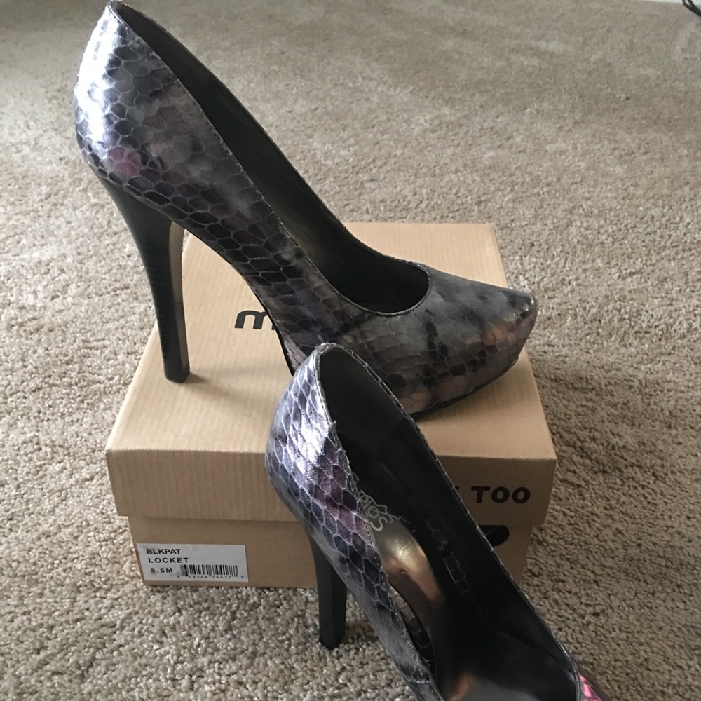 Silver Black High Heel platform Women Stilettos